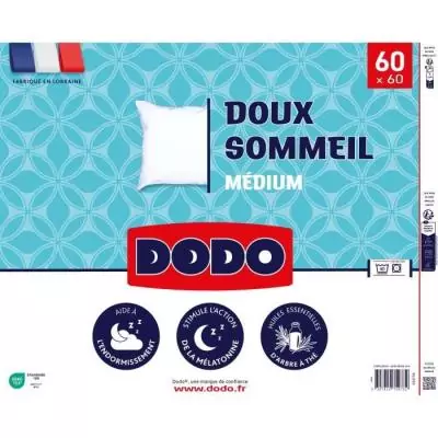 DODO Oreiller Doux Sommeil 60 x 60 cm