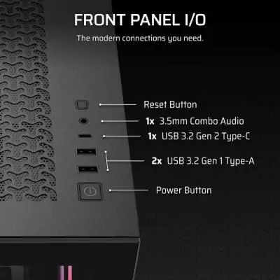 Boitier PC - CORSAIR - 3500X RSR ARGB Tempered Glass Mid-Tower - 3 ventilateurs ARGB a rotor inversé - Noir Boitier PC - CORSAIR - 3500X RSR ARGB Tempered Glass Mid-Tower - 3 ventilateurs ARGB a rotor inversé - Noir