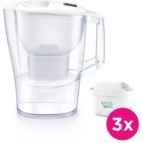 Carafe filtrante BRITA - Aluna Calendar Blanche - Capacité 2,4L dont 1,4L d'eau filtrée - 3 filtres Maxtra Pro All-In-1 inclus