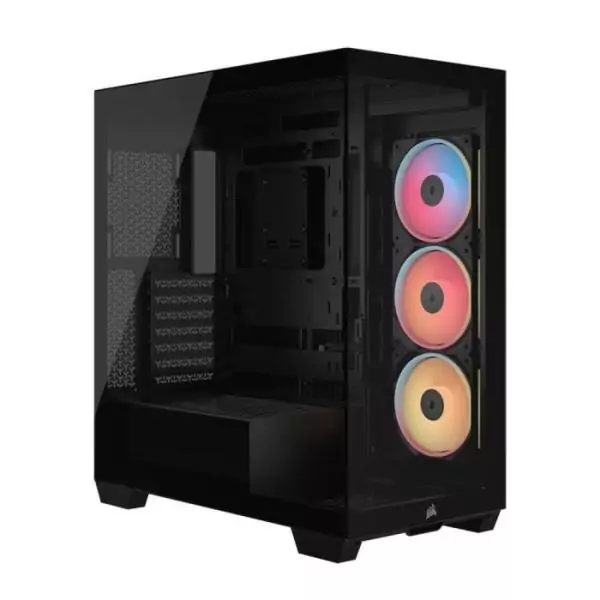 Boitier PC - CORSAIR - 3500X LXR LINK Tempered Glass Mid-Tower - 3 ventilateurs RGB a rotor inversé - Noir