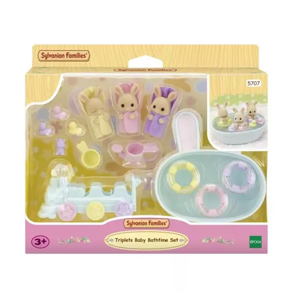 Figurines miniatures - SYLVANIAN FAMILIES - 5707 - Les triplés Lapin Creme et accessoires de bain