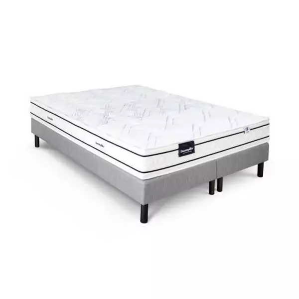 Ensemble matelas sommier 180x200 (2x90) marque DUNLOPILLO -Hauteur 20 cm - Ressorts ensachés -Soutien Equilibré - Fabriqué en
