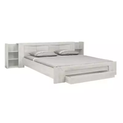 Ensemble lit 180X200 cm + Tete cosy EDEN - Bois et chene blanchi