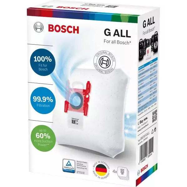 Sacs d'aspirateur - BOSCH - BBZ41FGALL - PowerProtect Type G ALL avec charbon actif - Lot de 4 sacs + 1 filtre