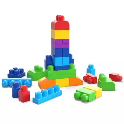 MEGA BLOKS - Sac de Construction Bleu 60 Pièces - First Builders