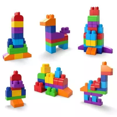 MEGA BLOKS - Sac de Construction Bleu 60 Pièces - First Builders