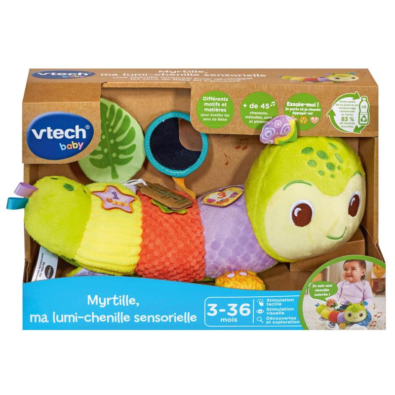 VTech Baby Myrtille, Ma Lumi-Chenille Sensorielle (Bouteilles Plastiques Recyclées)