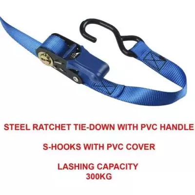 Kit de 4 sangles d'arrimage MASTER LOCK - Avec crochets et cliquet - 5m x 25mm - Bleu Kit de 4 sangles d'arrimage MASTER LOCK - Avec crochets et cliquet - 5m x 25mm - Bleu