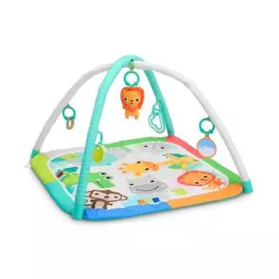Tapis de sol éveil bébé évolutif pliable - Jungle Bleu - arche sensorielle et musicale