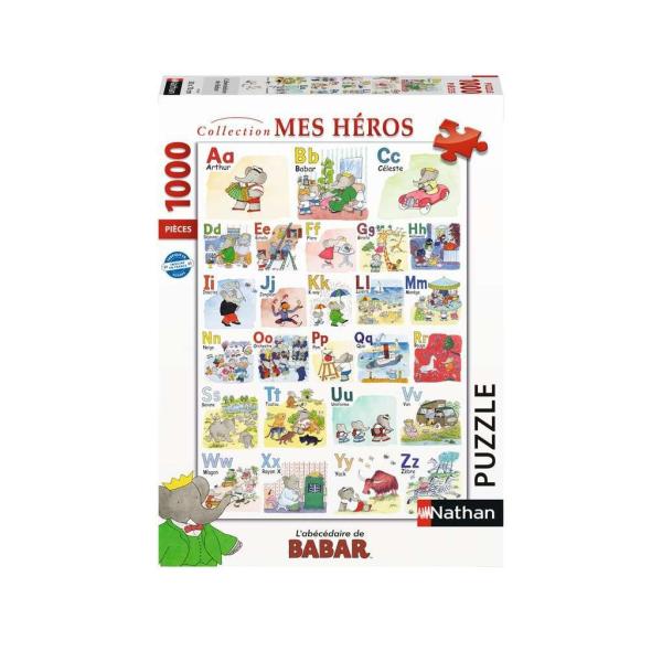 Puzzle 1000 pieces L'abécédaire de Babar - Adultes et enfants des 12 ans - Collection Mes Héros - 87364 - Nathan