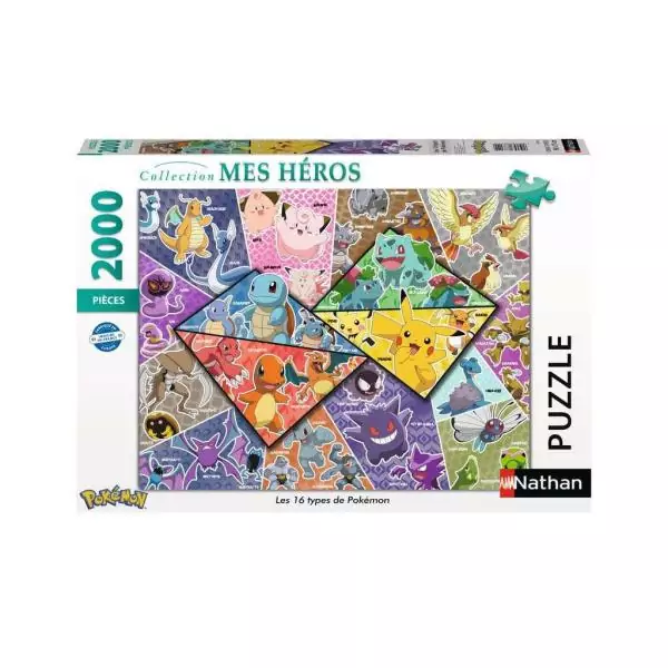 Nathan-POKEMON-Puzzle 2000 pieces - Les 16 types de Pokémon-4005556873142-A partir de 14 ans