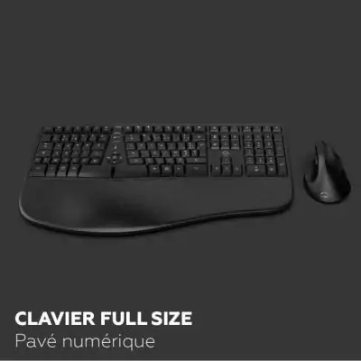 Ensemble clavier souris sans fil ergonomique - MOBILITY LAB - C30W - Noir