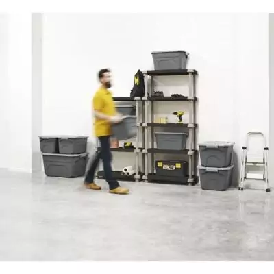 Etagere Plastiken - 4 étages - Noir - 88 x 43 x 150 cm Etagere Plastiken - 4 étages - Noir - 88 x 43 x 150 cm