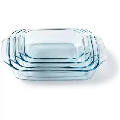 Ensemble de 4 plats Pyrex rectangulaires pour four - Verre - 27/31/35/39 cm