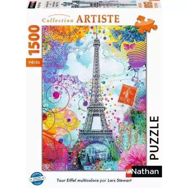 Nathan-Puzzle 1500 pieces-Tour Eiffel multicolore/Lars Stewart-Adultes et enfants des 14 ans-Puzzle de qualité supérieure-1200