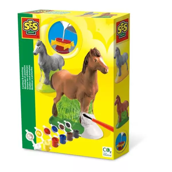 Moulage et peinture - Cheval - SES CREATIVE - Moule latex, support de séchage, plâtre, peinture et pinceau inclus