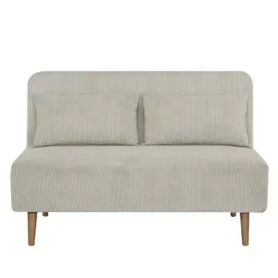 Banquette BZ 2 places Velours Côtelé Beige - 130 x 90 x 81 cm