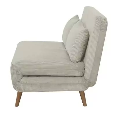 Banquette BZ 2 places Velours Côtelé Beige - 130 x 90 x 81 cm