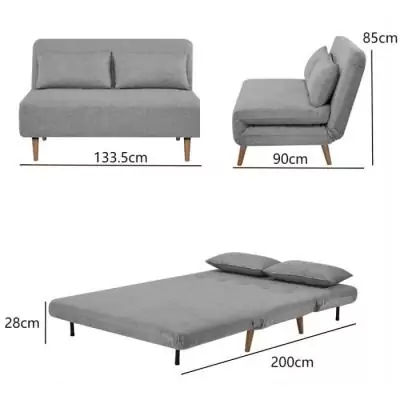 Banquette BZ 2 places en Tissu Gris clair - Confortable et Pratique