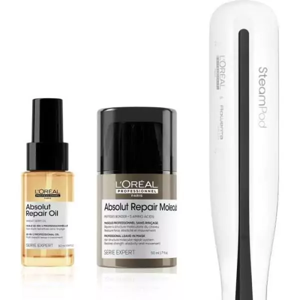 Lisseur vapeur + 2 soins - L'OREAL - Steampod 3.0 X Huile Absolut Repair X Masque Absolut Repair Molecular