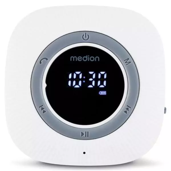 Radio de Douche - MEDION - FM - Bluetooth - IPX6 - Ventouse de fixation - Blanc