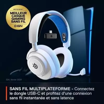 Casque gaming sans fil SteelSeries Arctis Nova 7P Blanc