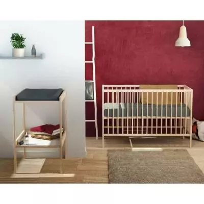 Lit bébé 60 x 120 cm WEBABY ONE - Hêtre brut