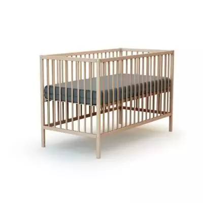 Lit bébé 60 x 120 cm WEBABY ONE - Hêtre brut