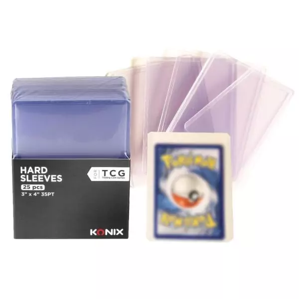 Protege-cartes - KONIX - Hard Sleeves - 25 pochettes - Compatible Magic The Gathering, Pokémon - Transparent