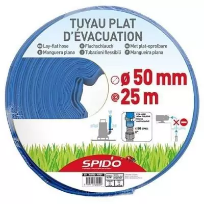 Tuyau plat d'évacuation SPIDO 25 m Ø 50 mm - Flexible et robuste
