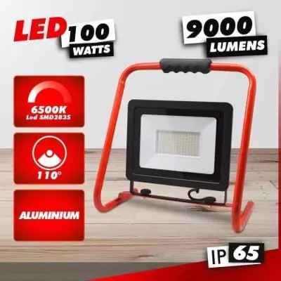 Projecteur Led puissant pour chantier - 100W - 9000 lumens Projecteur Led puissant pour chantier - 100W - 9000 lumens