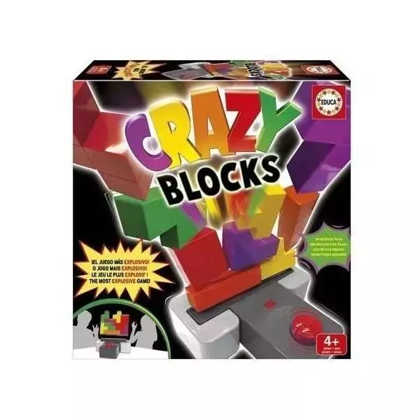 Jeu d'adresse - EDUCA - CRAZY BLOCKS - 15 blocs colorés - a partir de 4 ans - 2 joueurs ou plus