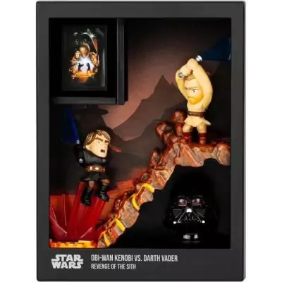 Figurine FANDROP x STAR WARS : Obi-Wan vs Anakin - Vitrine culte + affiche - 18 cm