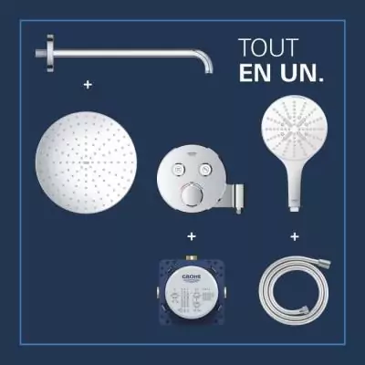 Ensemble de douche encastré GROHE - Jets variés - Mitigeur thermostatique Ensemble de douche encastré GROHE - Jets variés - Mitigeur thermostatique