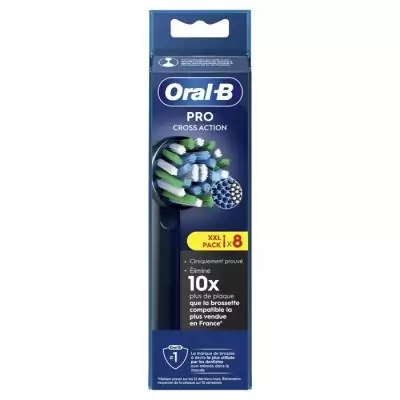 Brossettes ORAL-B CROSS ACTION PRO - Pack de 8 - Noir Brossettes ORAL-B CROSS ACTION PRO - Pack de 8 - Noir