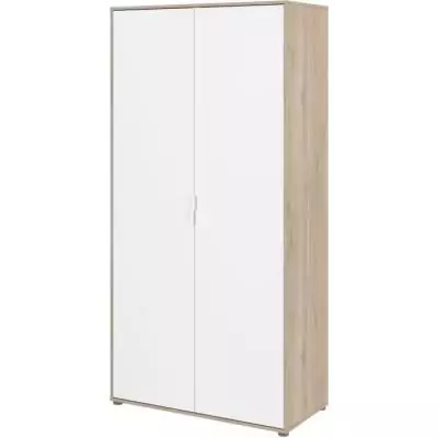 Armoire de chambre AALBORG - Design contemporain - Blanc / Chêne - 2 portes