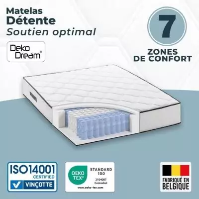 Matelas 160x200 cm - 660 ressorts ensachés - Fabriqué en Belgique
