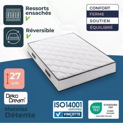 Matelas 180x200 cm 770 ressorts ensachés - Fabriqué en Belgique