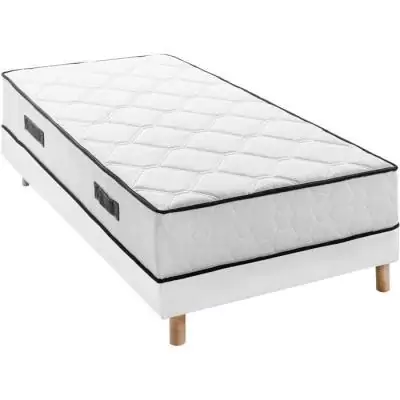Ensemble matelas sommier 90x200cm 27cm - Ressorts ensachés 7 zones - Réversible & fabriqué en Belgique