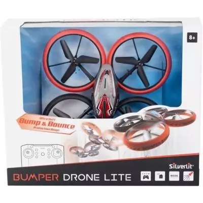 Drone Télécommandé FLYBOTIC - Bumper Drone Lit - 17 cm (Rouge/Noir) - Véhicule Radiocommandé