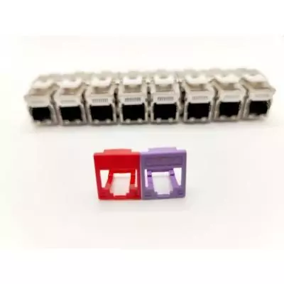 Pack de 8 noyaux keystone RJ45 Cat.6a - LINEAIRE - PRC624AK8 - 2 colorés