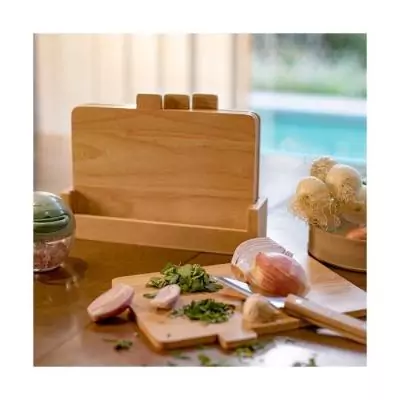 Ensemble de 4 planches à découper en bois d'hévéa - LIVOO MES142