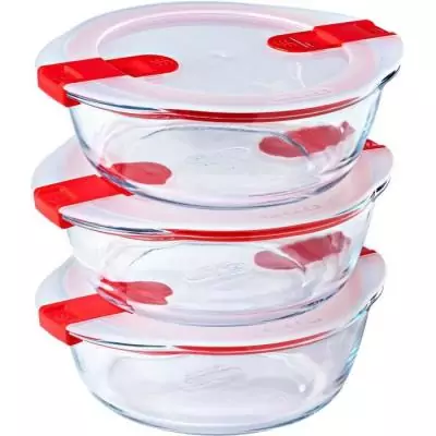 Lot de 3 lunch box Pyrex Cook & Heat en verre - 1,1 L