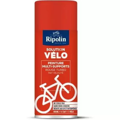 Solution vélo - RIPOLIN - 0,4 L - Rouge turbo mat - Bombe de peinture