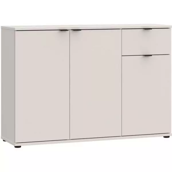 Commode - GANYMEDE - 3 portes - 1 tiroir - Sable - 119,8 x 34,1 x 82,3 cm