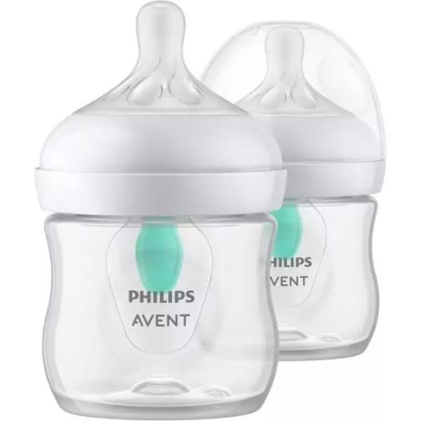 Lot de 2 biberons - PHILIPS AVENT- Natural 3.0 - Anti-colique - 125 ml - AirFree - Tétine imitant la forme du sein - Blanc