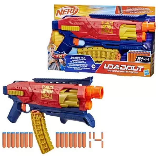Nerf Loadout Shadowspeed Recon, blaster avec rangement pour les 14&nbsp;fléchettes Nerf N1 incluses, barillet rotatif a 6&nbsp;fléchet