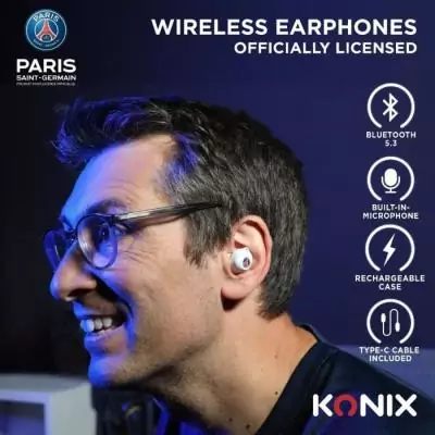 Écouteurs sans fil KONIX PSG - Autonomie 8h + 15h - Bluetooth - Blanc