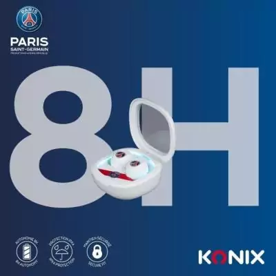 Écouteurs sans fil KONIX PSG - Autonomie 8h + 15h - Bluetooth - Blanc