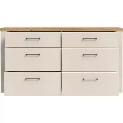 Commode NELLEKE 6 tiroirs - Sable/Bois - L156,3 x P41,3 x H83,1 cm